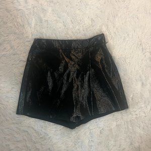 Black leather skort